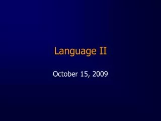 Language II