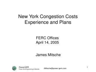 New York Congestion Costs Experience and Plans