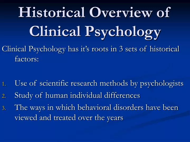 historical overview of clinical psychology