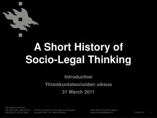 A Short History of Socio-Legal Thinking