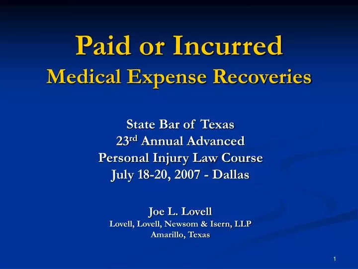 paid or incurred medical expense recoveries