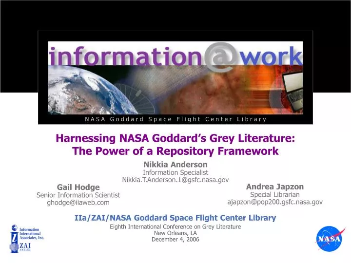harnessing nasa goddard s grey literature the power of a repository framework