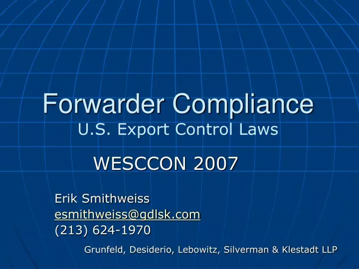forwarder compliance u s export control laws