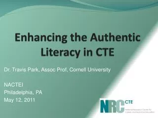 Enhancing the Authentic Literacy in CTE