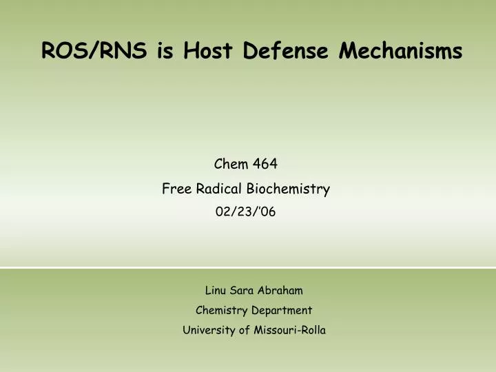 ros rns is host defense mechanisms