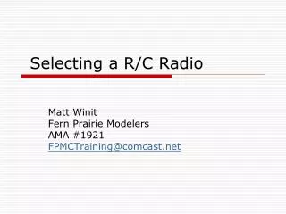 Selecting a R/C Radio