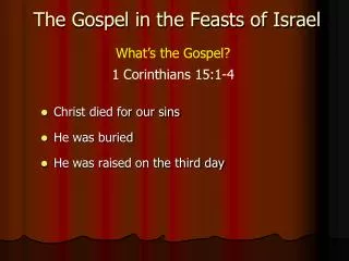 The Gospel in the Feasts of Israel