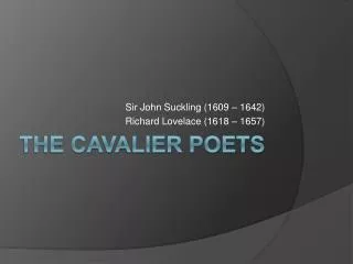 The Cavalier Poets