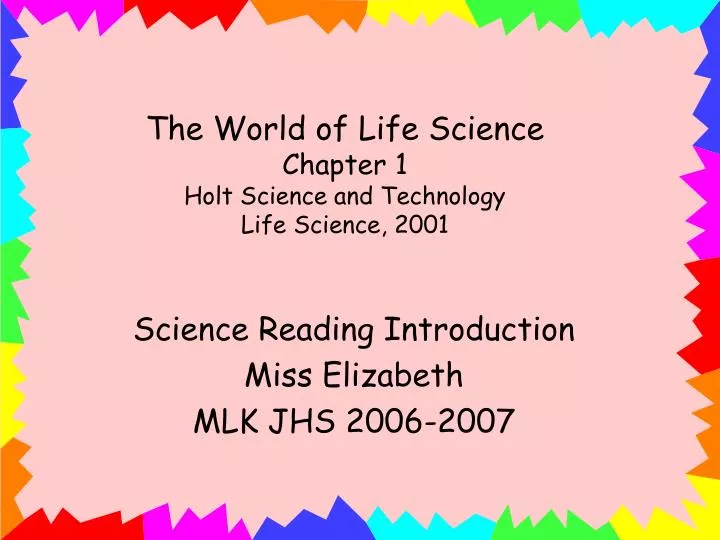 the world of life science chapter 1 holt science and technology life science 2001