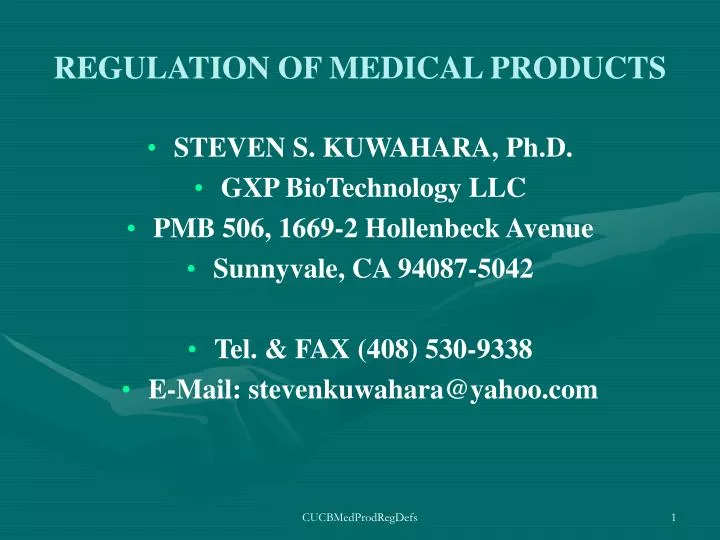 regulation of medical products