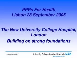 PPPs For Health Lisbon 28 September 2005