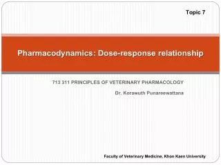 Pharmacodynamics : Dose-response relationship