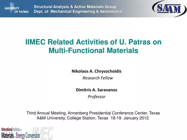 iimec related activities of u patras on multi functional materials