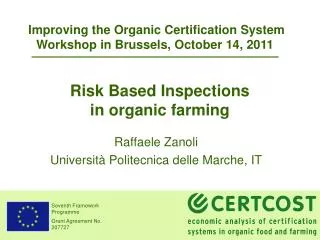 Risk Based Inspections in organic farming