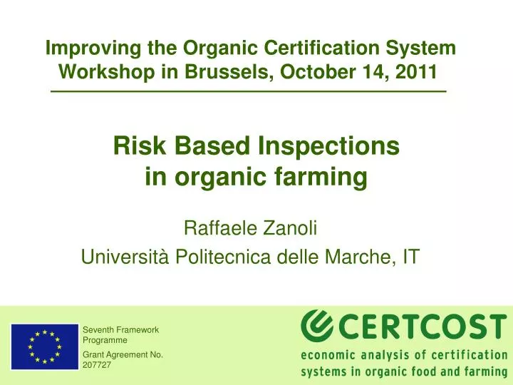 risk based inspections in organic farming