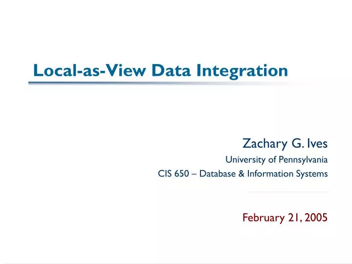 local as view data integration