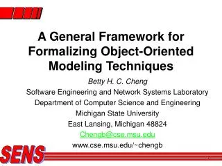 A General Framework for Formalizing Object-Oriented Modeling Techniques