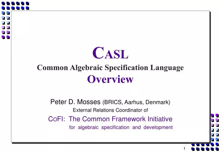c asl common algebraic specification language overview