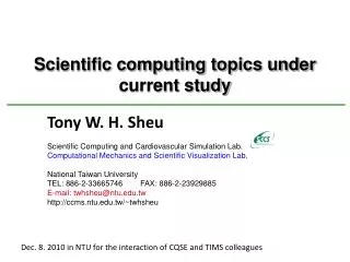 Scientific computing topics under current study