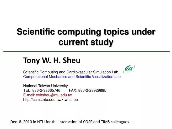 scientific computing topics under current study