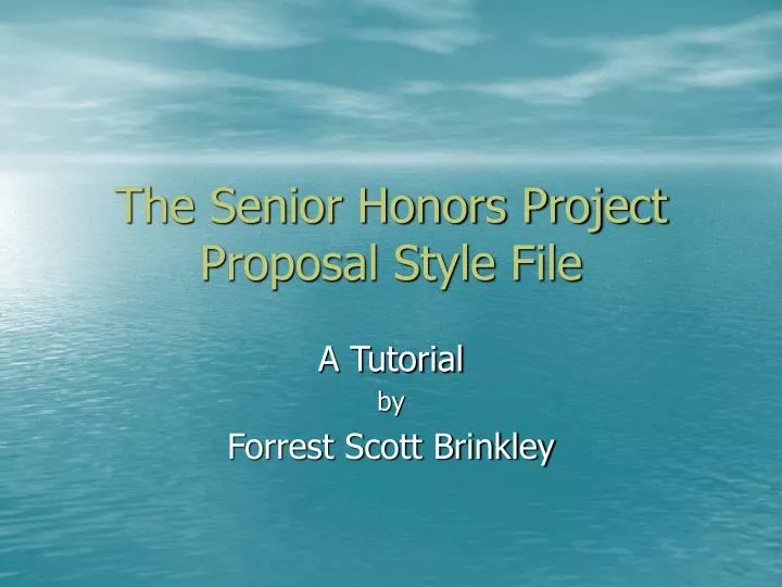 the senior honors project proposal style file