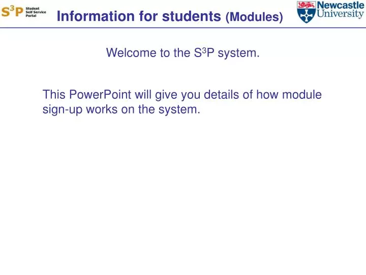 information for students modules