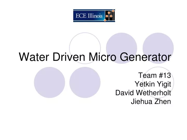 water driven micro generator