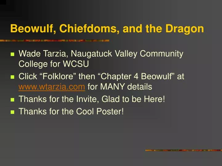 beowulf chiefdoms and the dragon
