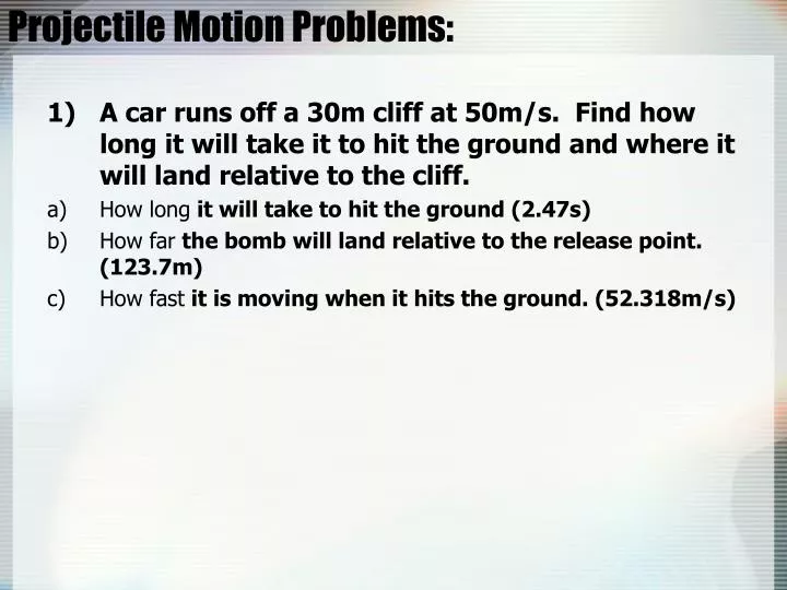 projectile motion problems