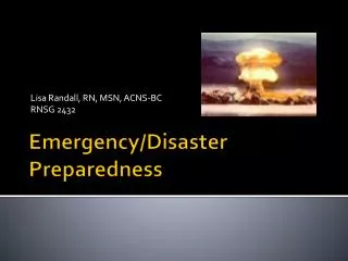Emergency/Disaster Preparedness