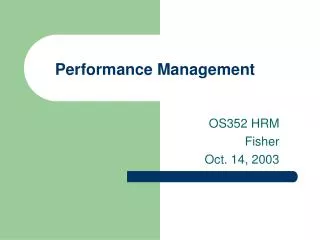 Performance Management