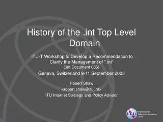 History of the .int Top Level Domain