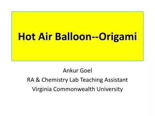Hot Air Balloon--Origami