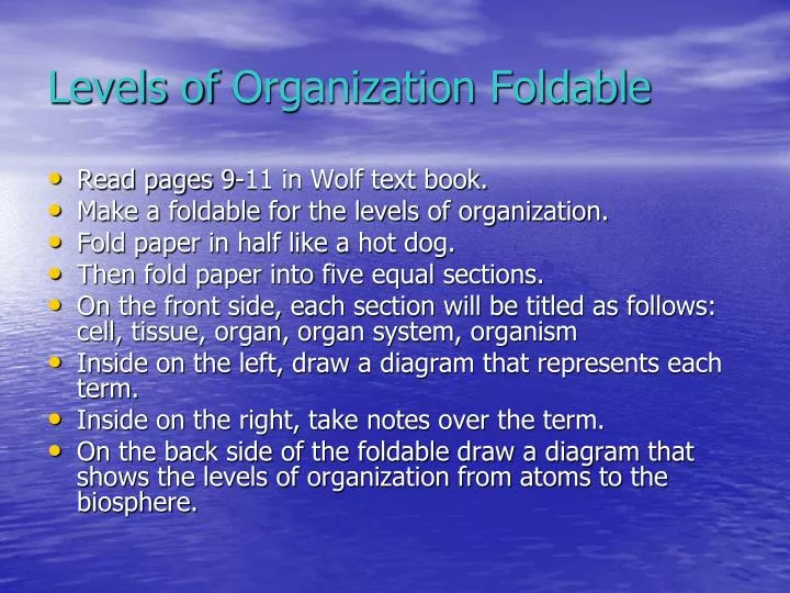 levels of organization foldable