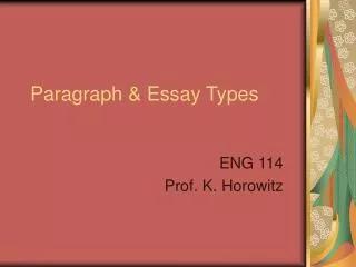 Paragraph &amp; Essay Types