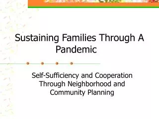 Sustaining Families Through A Pandemic