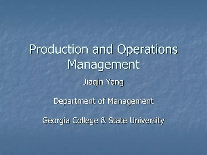 production and operations management