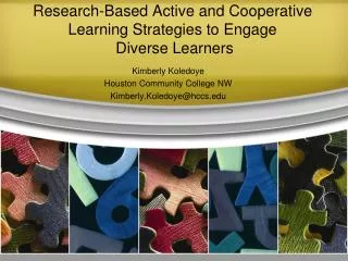 Research-Based Active and Cooperative Learning Strategies to Engage Diverse Learners