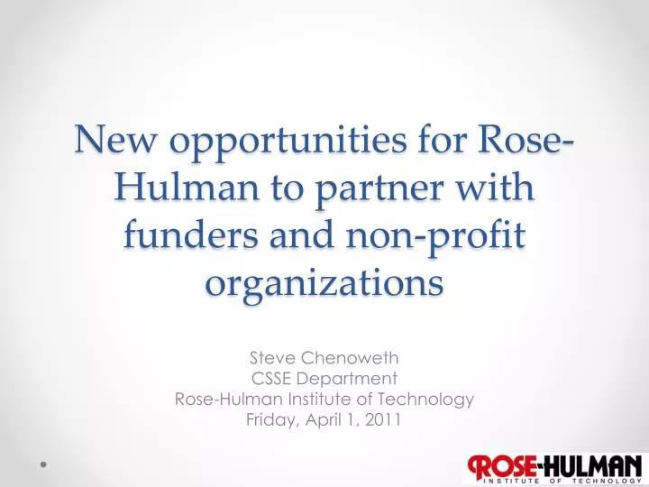 new opportunities for rose hulman to partner with funders and non profit organizations