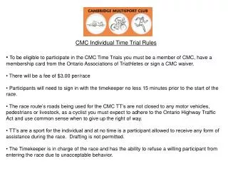 CMC Individual Time Trial Rules