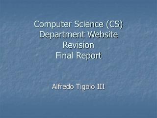 Computer Science (CS) Department Website Revision Final Report