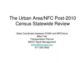 The Urban Area/NFC Post-2010 Census Statewide Review