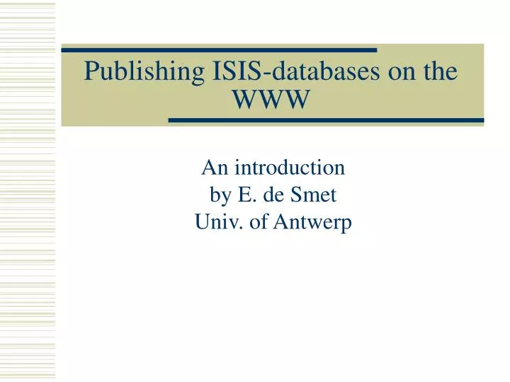publishing isis databases on the www
