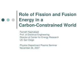 Role of Fission and Fusion Energy in a Carbon-Constrained World