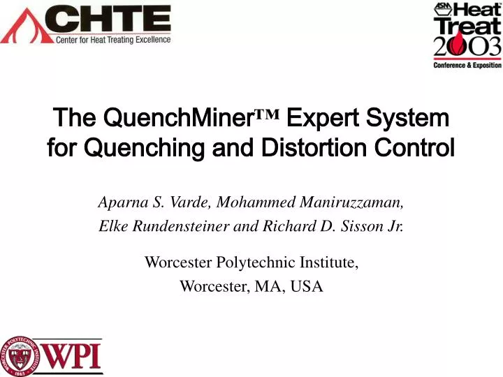 the quenchminer expert system for quenching and distortion control