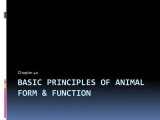 Basic principles of animal form &amp; function