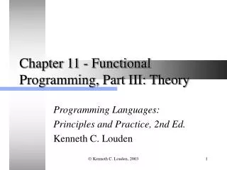 Chapter 11 - Functional Programming, Part III: Theory