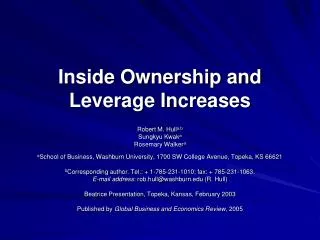 Inside Ownership and Leverage Increases