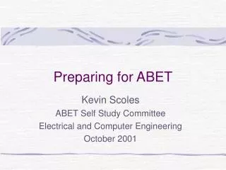 Preparing for ABET