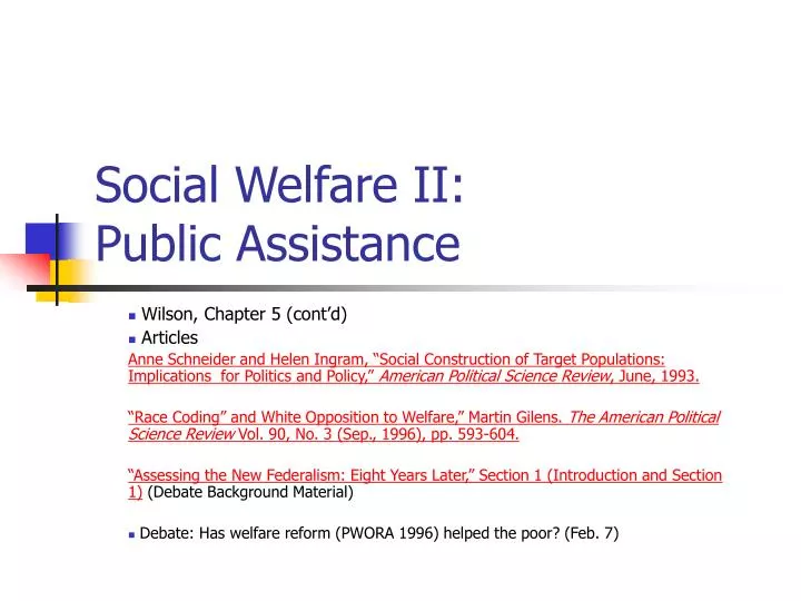 social welfare ii public assistance